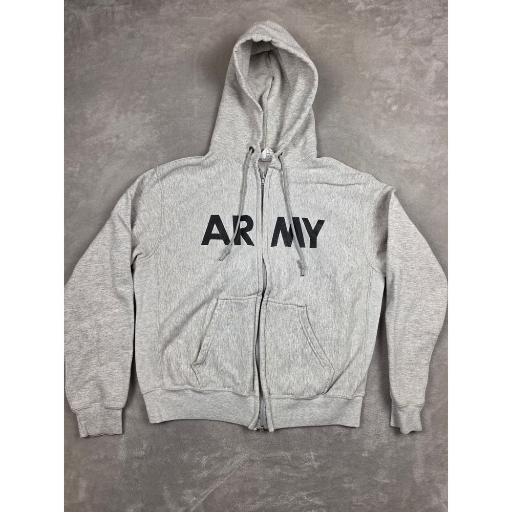 Vintage Unicor PFU Military Army Zip Up Hoodie Men L Gray Physical Fitness